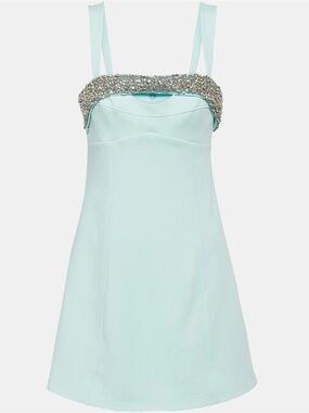SIMKHAI light blue Strap Mini Dress with Crystal Trim